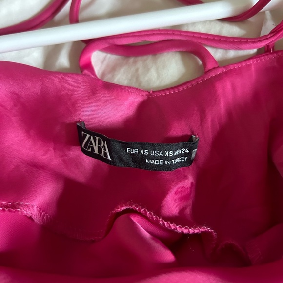 Zara Maxi Satin Strappy Cowl Neck Pink Formal Dress - Picture 4 of 6